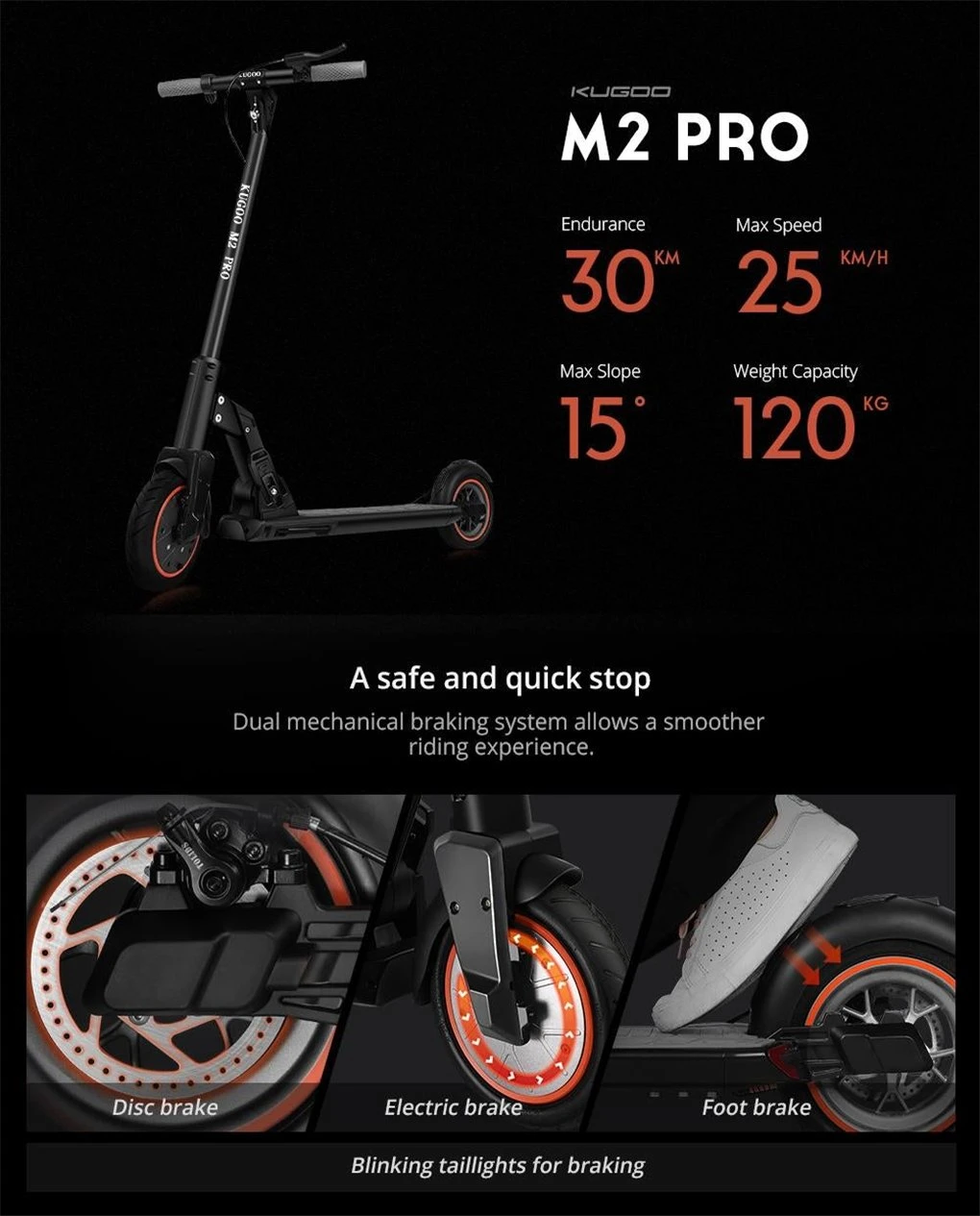 Original Kugoo M2 PRO Folding Electric Scooter 350W Motor LED Display Screen Max 25km/H 8.5 Inch Tire E Scooters-Black