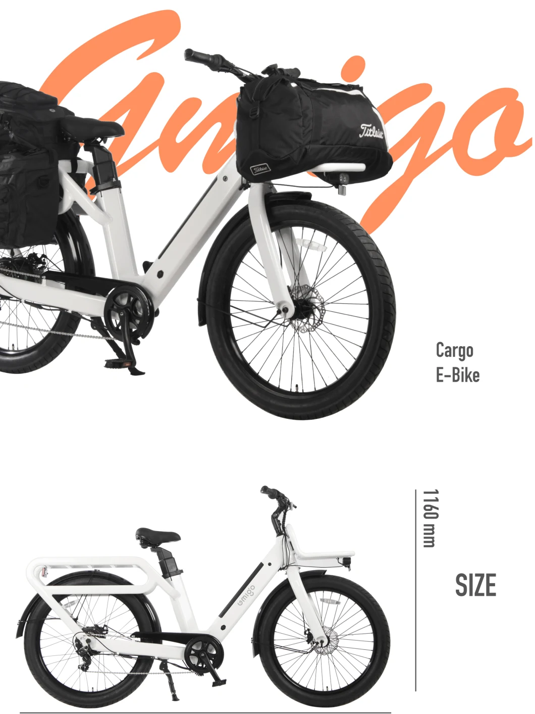 26inch 32ah+16ah Dual Battery 48 High Range Best Cargo Fat Tire Cargo with Basket Ebike