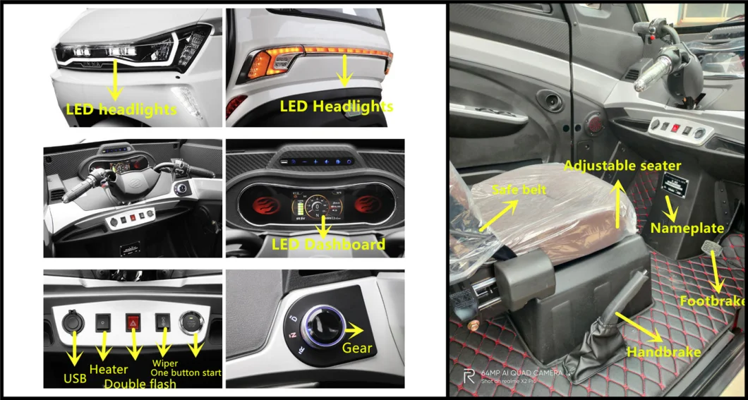 City Family Use 35km/H Closed Cabin Scooter Electric Trike with L2e Coc