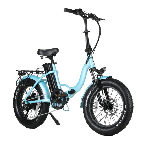 20 Inch Step-Through Fat Tire Foldable Beach Cruiser Electric City Bike with Lithium Battery